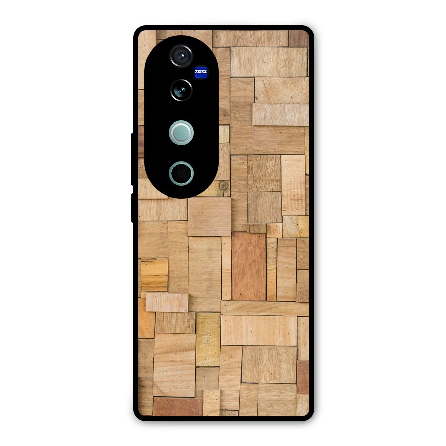 Wooden Blocks Metal Back Case for Vivo V40