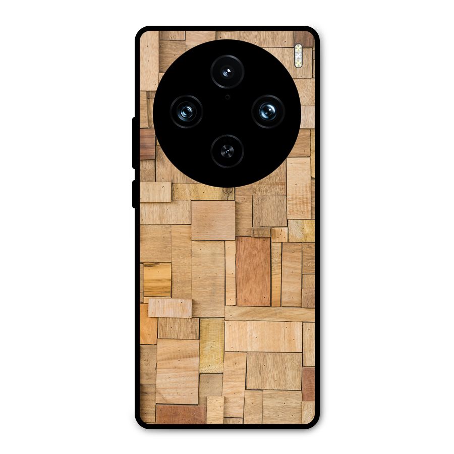 Wooden Blocks Metal Back Case for Vivo X100 Pro