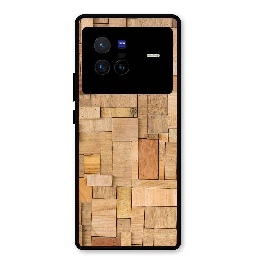 Wooden Blocks Metal Back Case for Vivo X80