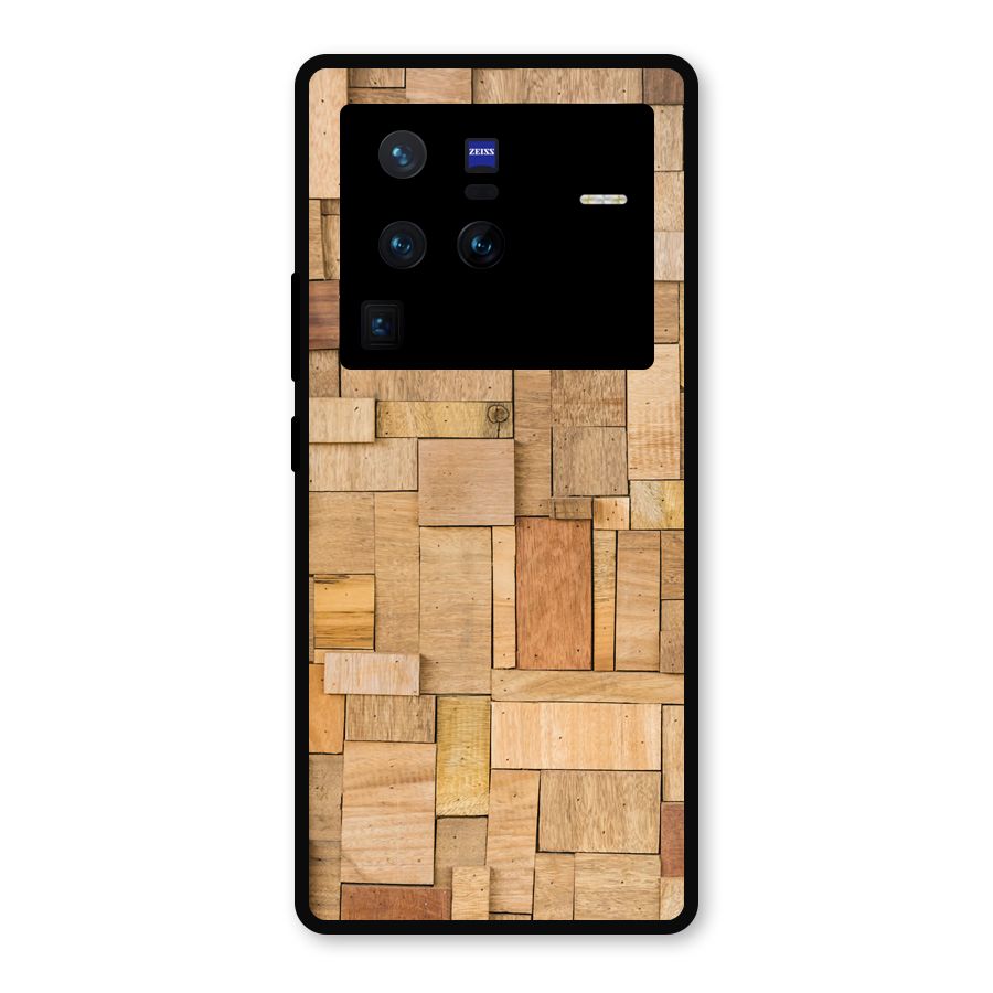 Wooden Blocks Metal Back Case for Vivo X80 Pro