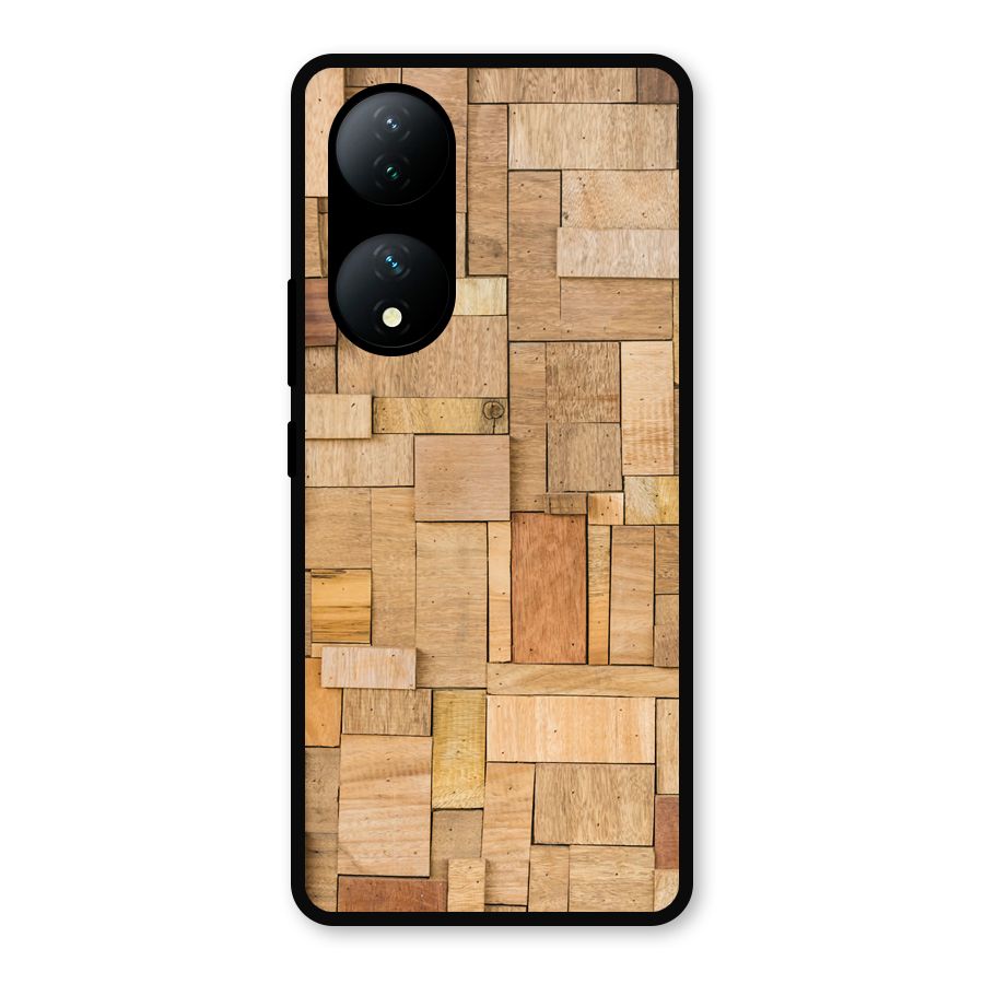 Wooden Blocks Metal Back Case for Vivo Y100a