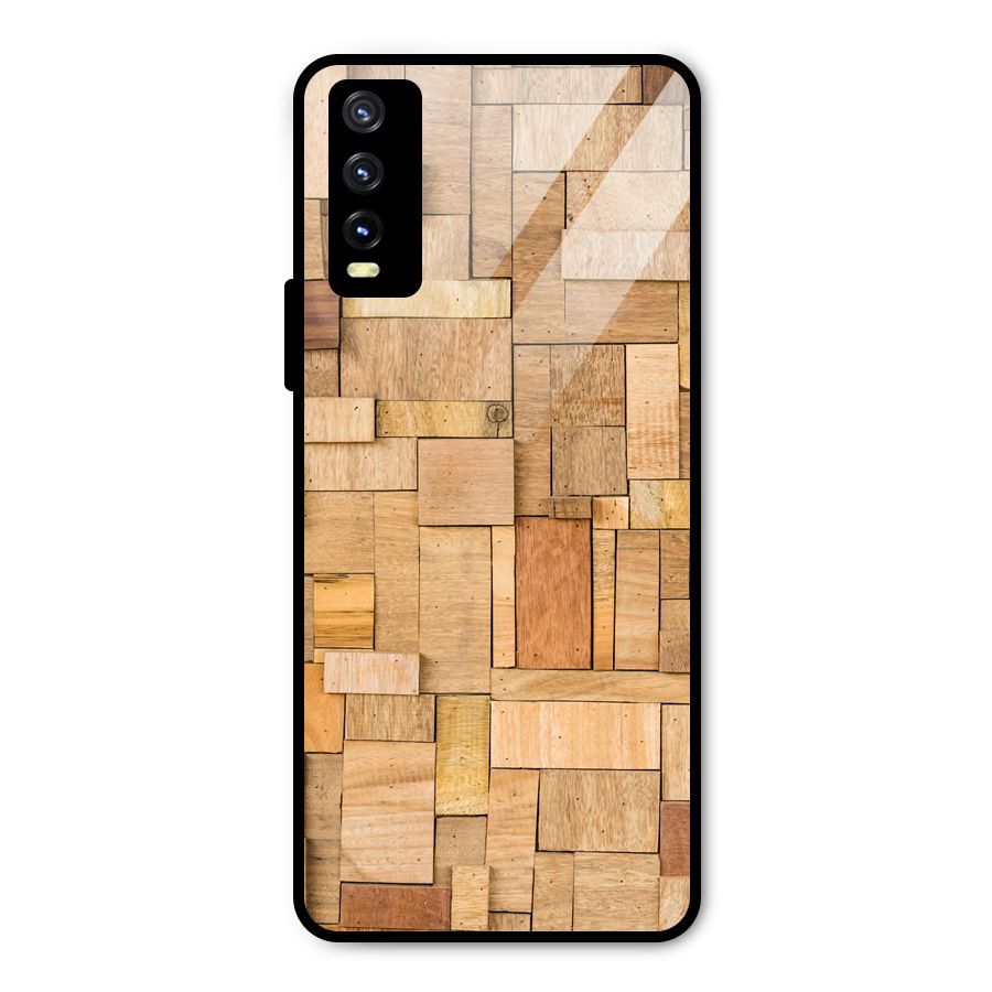 Wooden Blocks Metal Back Case for Vivo Y20 2021