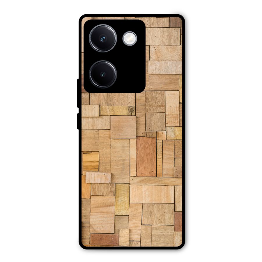 Wooden Blocks Metal Back Case for Vivo Y300 Plus
