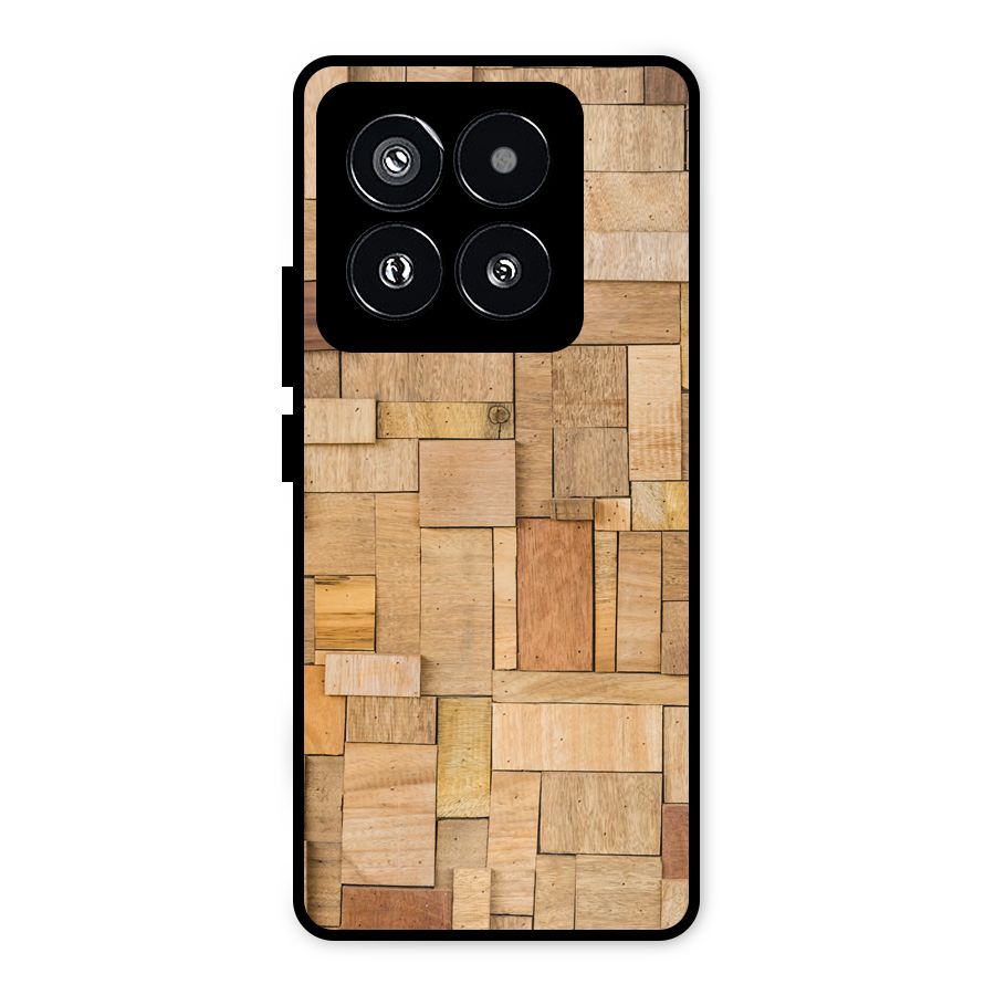 Wooden Blocks Metal Back Case for Xiaomi 14 Pro