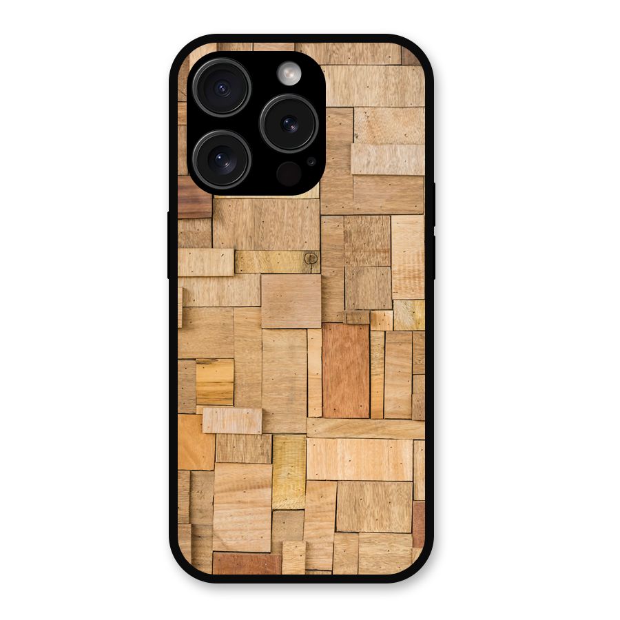 Wooden Blocks Metal Back Case for iPhone 15 Pro