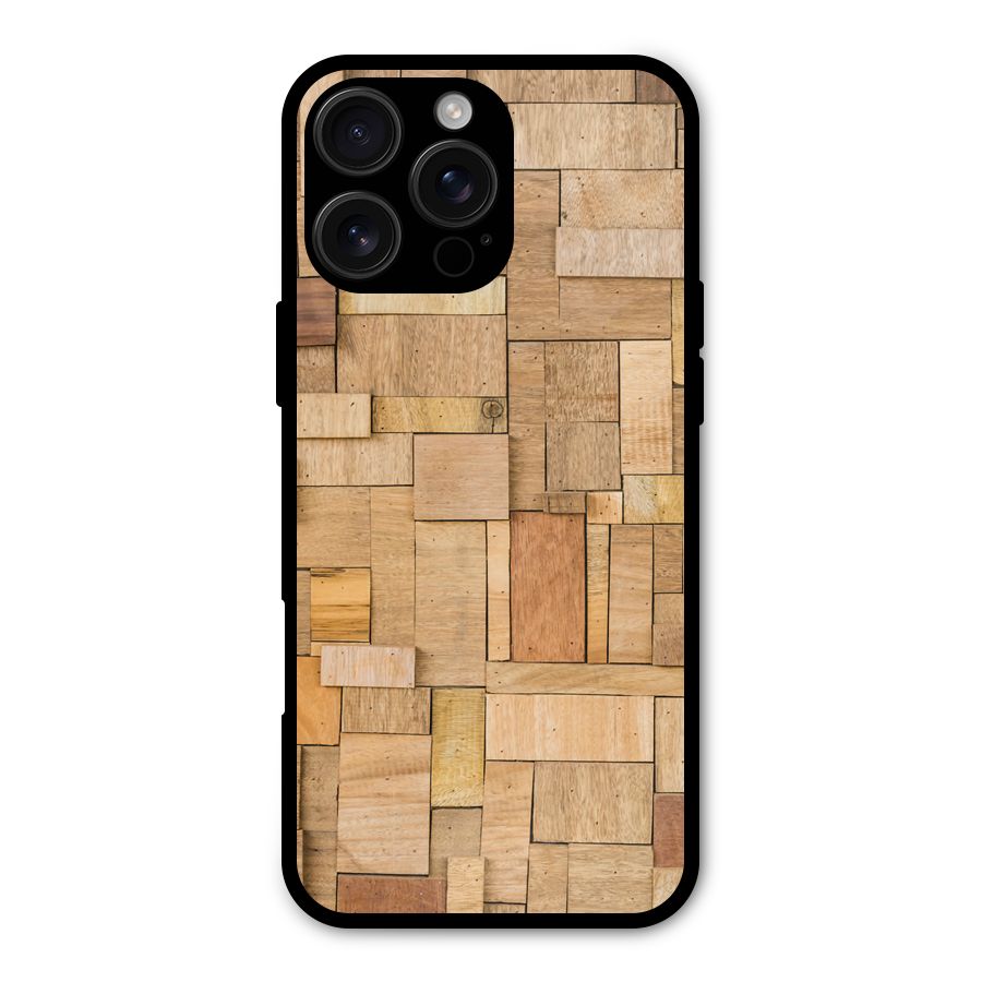 Wooden Blocks Metal Back Case for iPhone 16 Pro Max