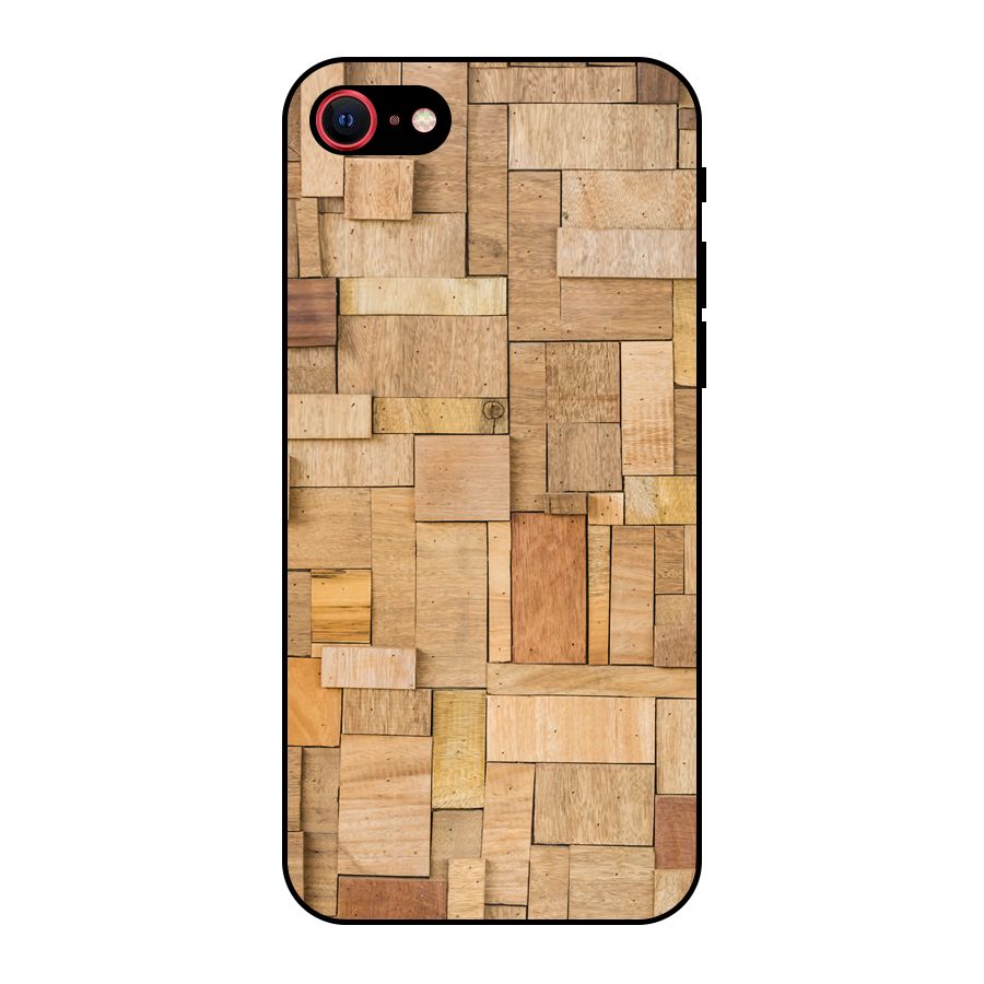 Wooden Blocks Metal Back Case for iPhone SE 2022