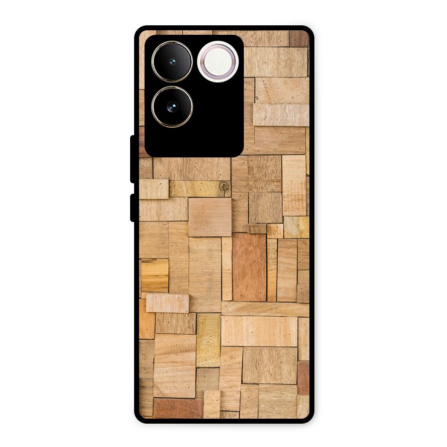 Wooden Blocks Metal Back Case for iQOO Z7 Pro