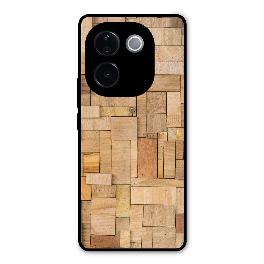 Wooden Blocks Metal Back Case for iQOO Z9s Pro