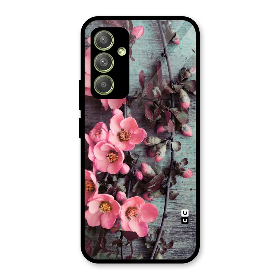 Wooden Floral Pink Glass Back Case for Galaxy A54