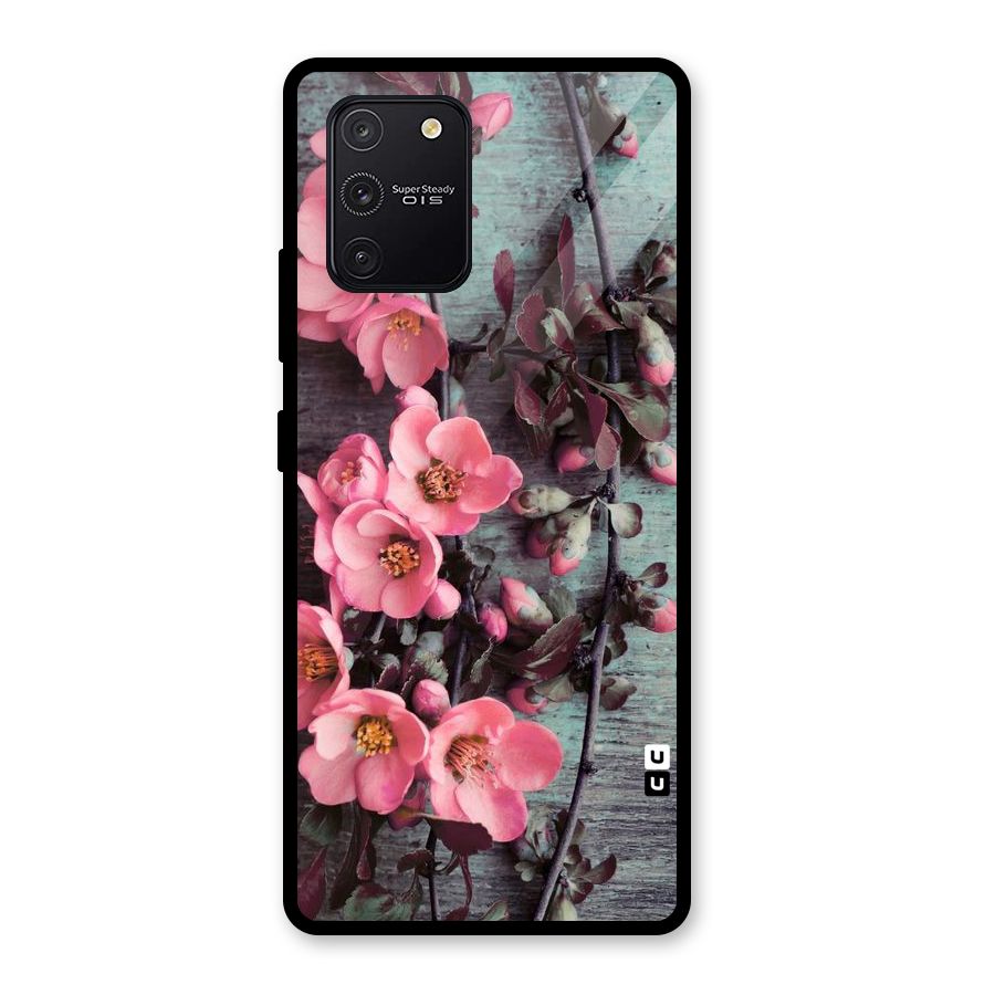 Wooden Floral Pink Glass Back Case for Galaxy S10 Lite