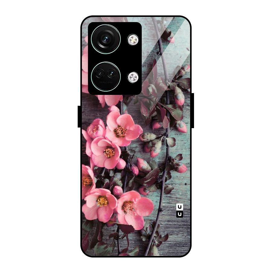 Wooden Floral Pink Glass Back Case for Oneplus Nord 3
