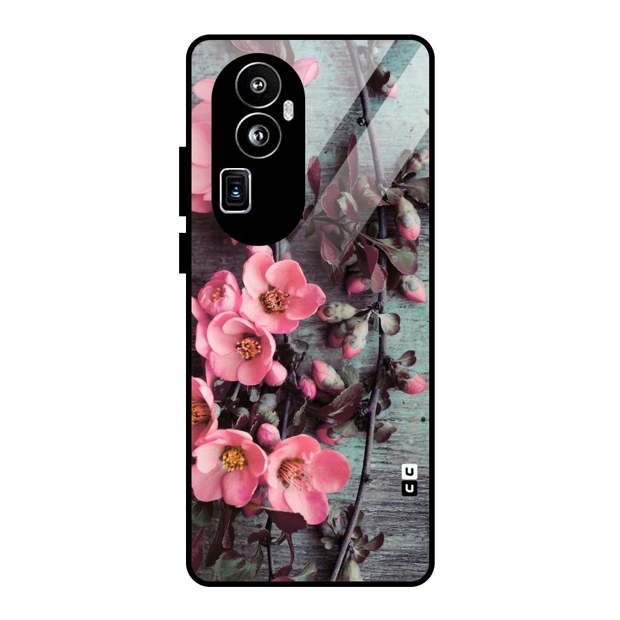Wooden Floral Pink Glass Back Case for Oppo Reno10 Pro Plus