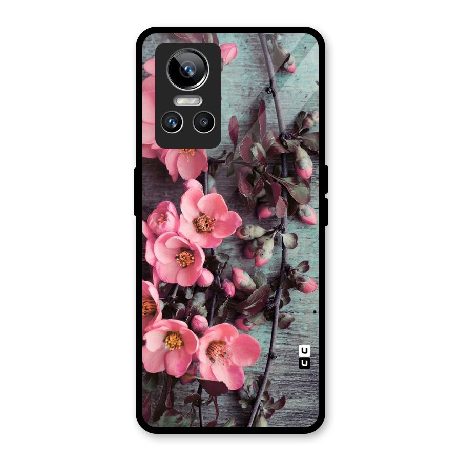 Wooden Floral Pink Glass Back Case for Realme GT Neo 3