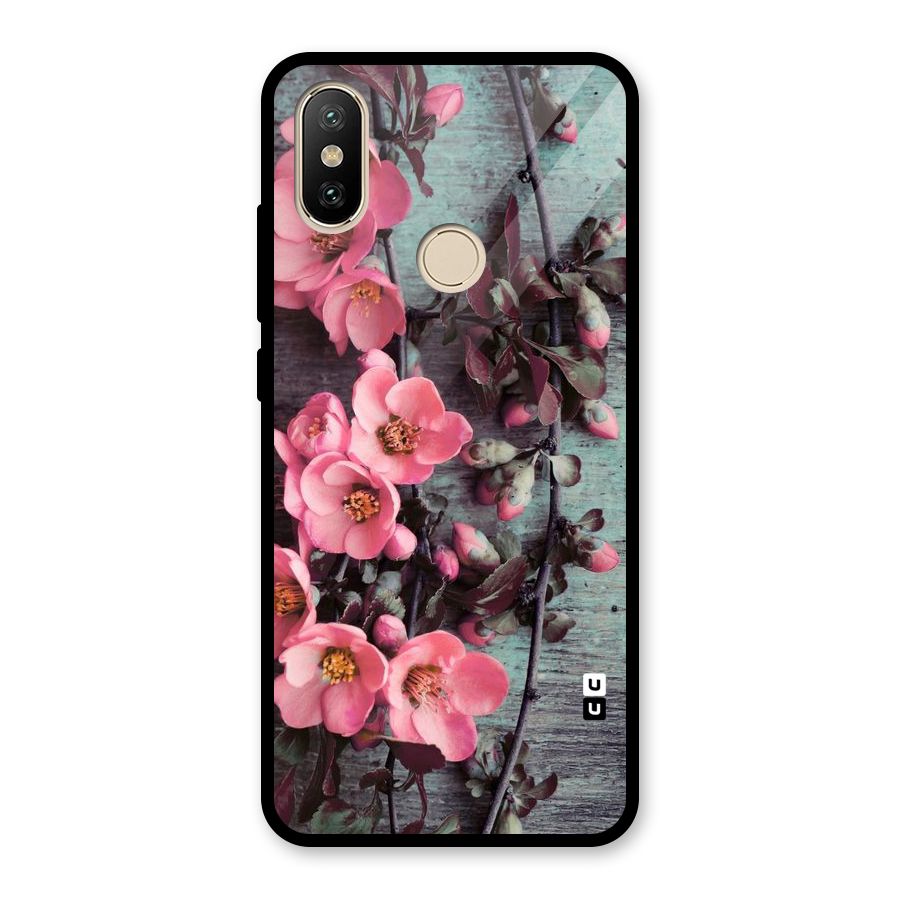 Wooden Floral Pink Glass Back Case for Redmi A2