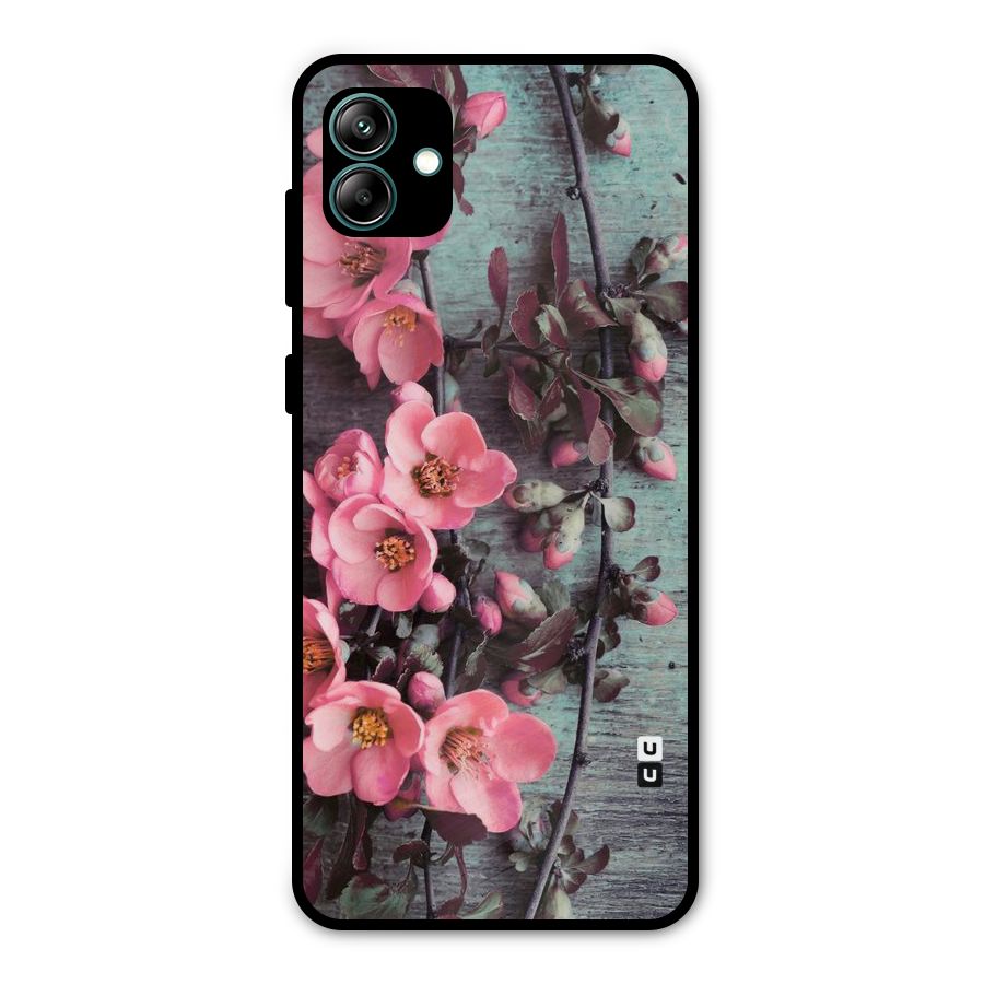 Wooden Floral Pink Metal Back Case for Galaxy A04