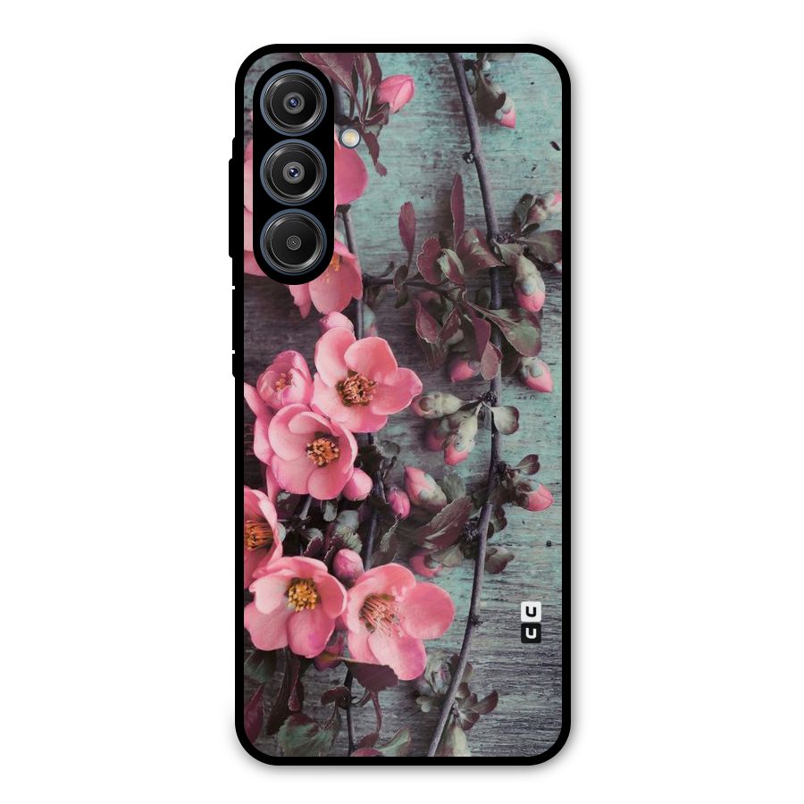Wooden Floral Pink Metal Back Case for Galaxy A16 5G