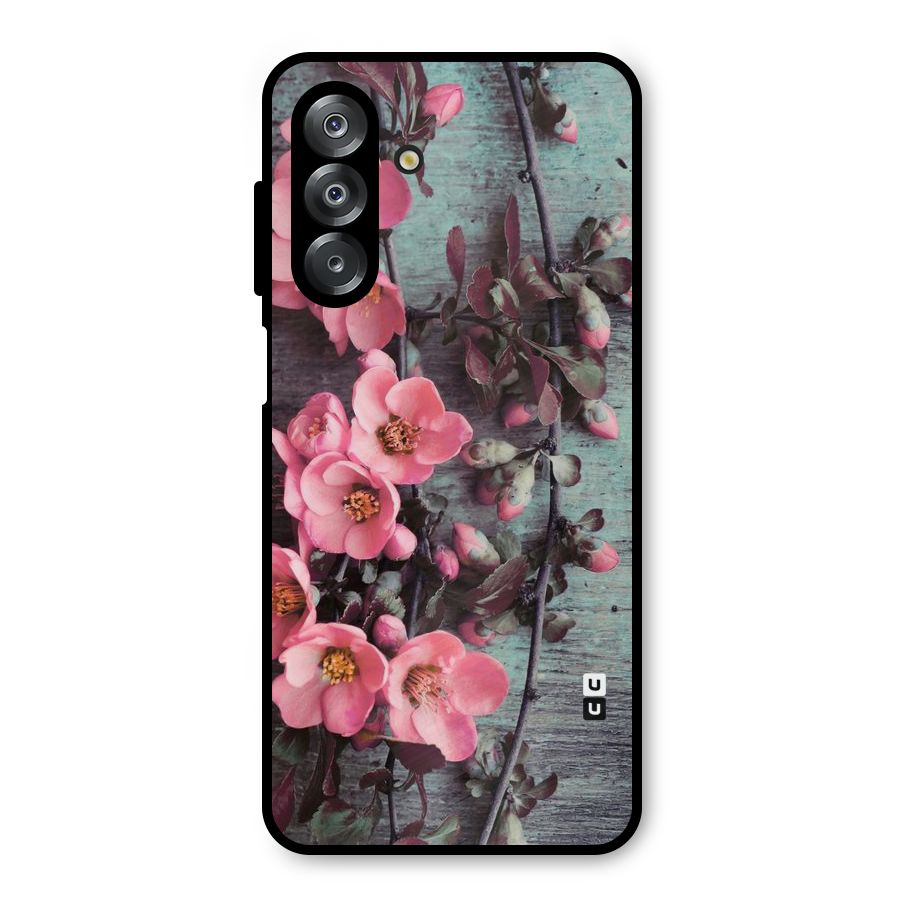 Wooden Floral Pink Metal Back Case for Galaxy A26