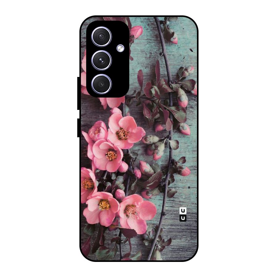 Wooden Floral Pink Metal Back Case for Galaxy A54