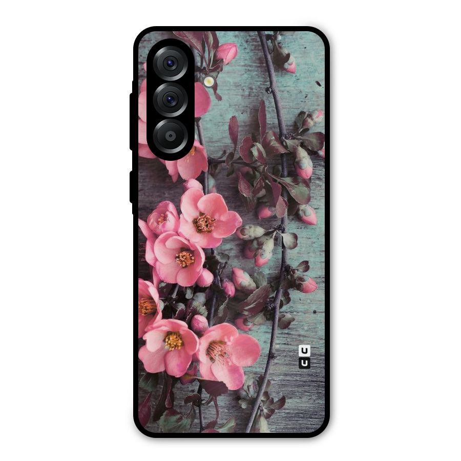 Wooden Floral Pink Metal Back Case for Galaxy A56