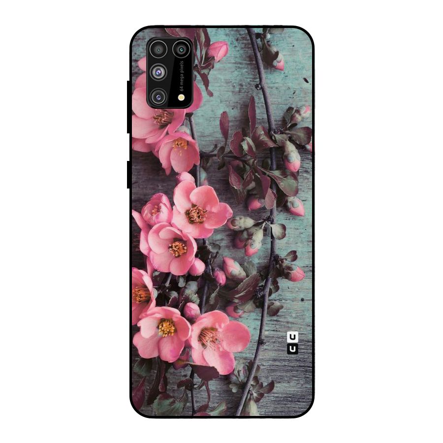 Wooden Floral Pink Metal Back Case for Galaxy F41