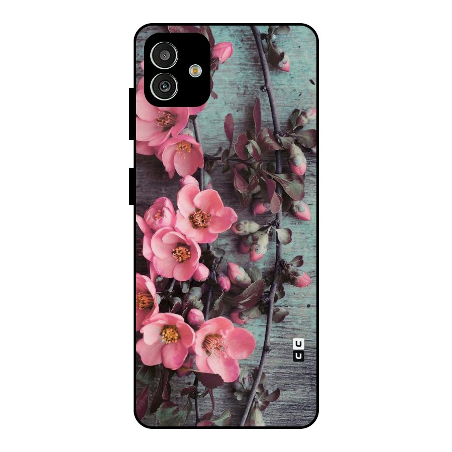 Wooden Floral Pink Metal Back Case for Galaxy M13 5G