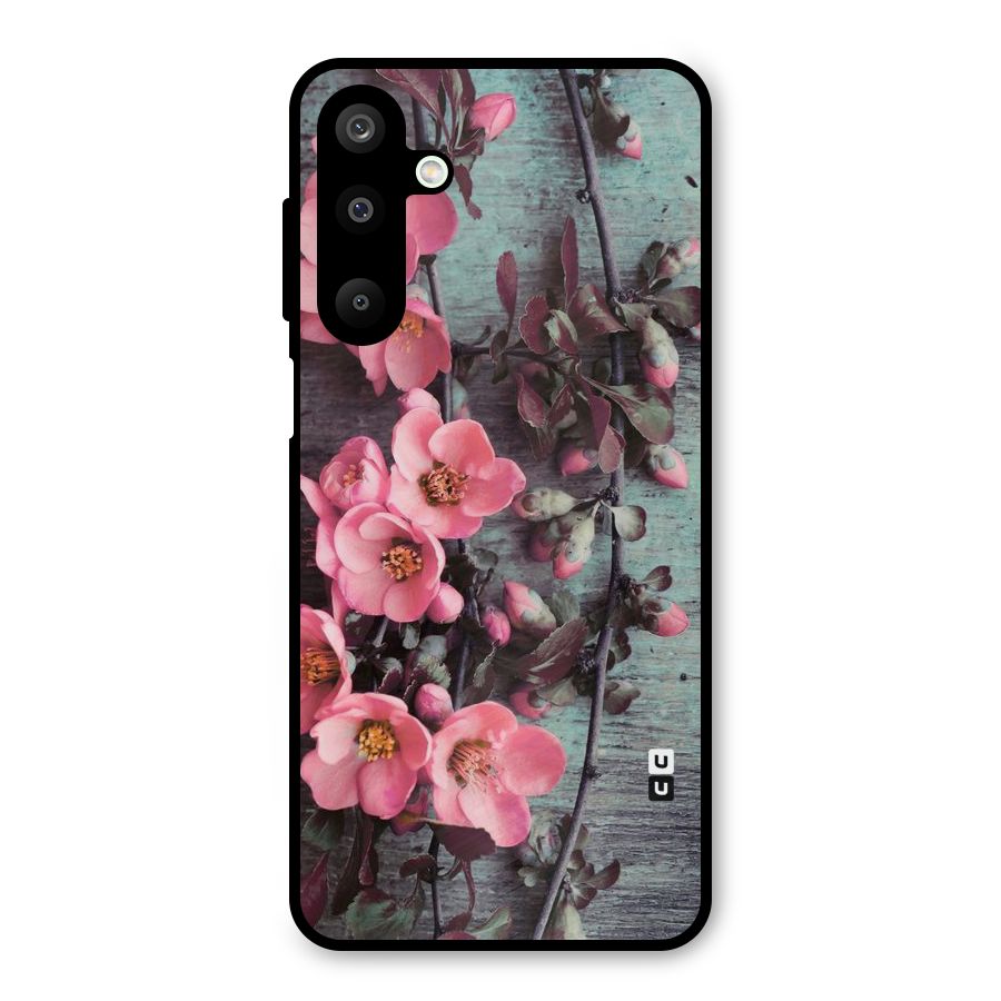 Wooden Floral Pink Metal Back Case for Galaxy M16