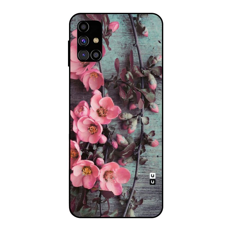 Wooden Floral Pink Metal Back Case for Galaxy M31s