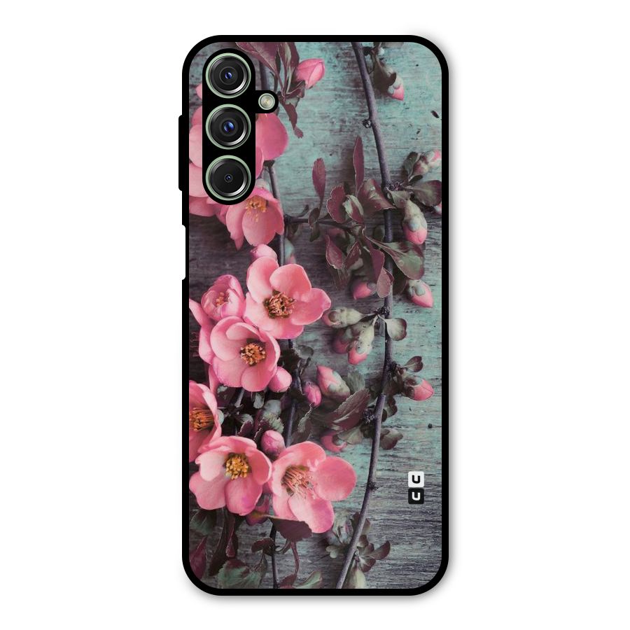 Wooden Floral Pink Metal Back Case for Galaxy M34