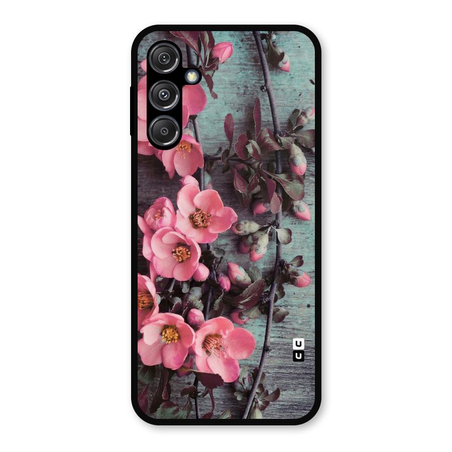 Wooden Floral Pink Metal Back Case for Galaxy M34 5G