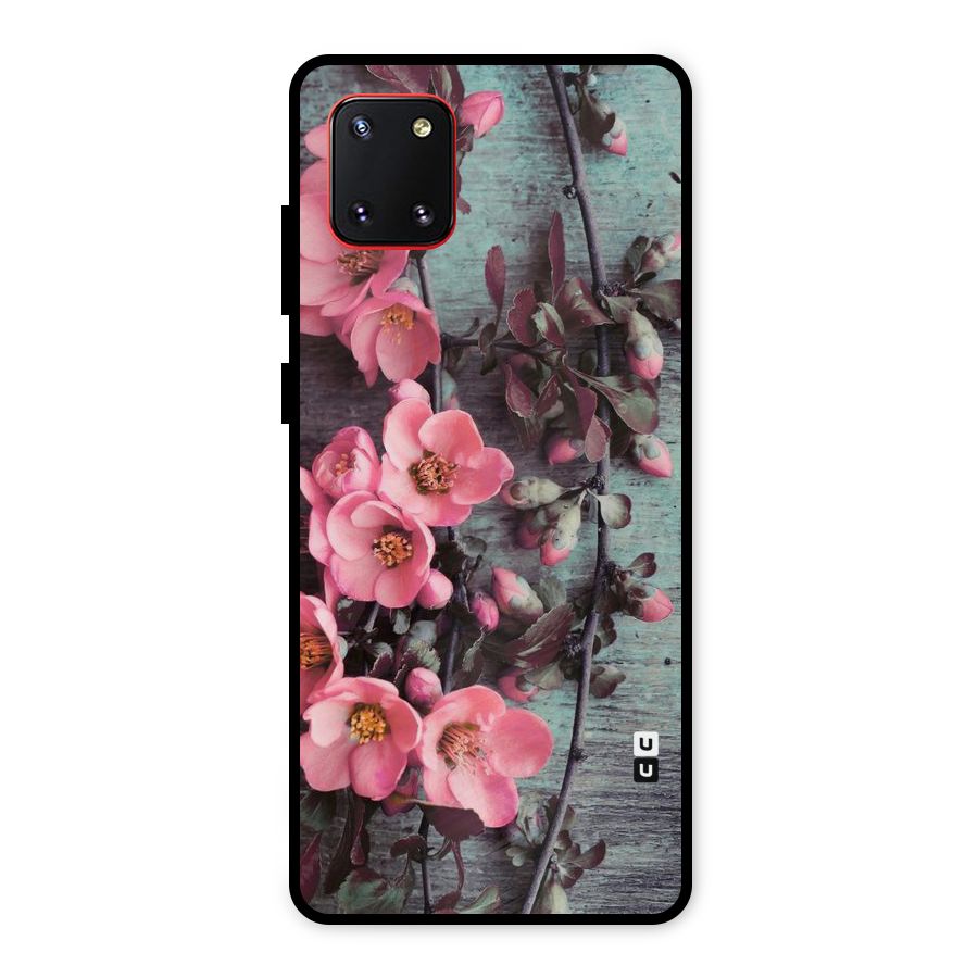 Wooden Floral Pink Metal Back Case for Galaxy Note 10 Lite