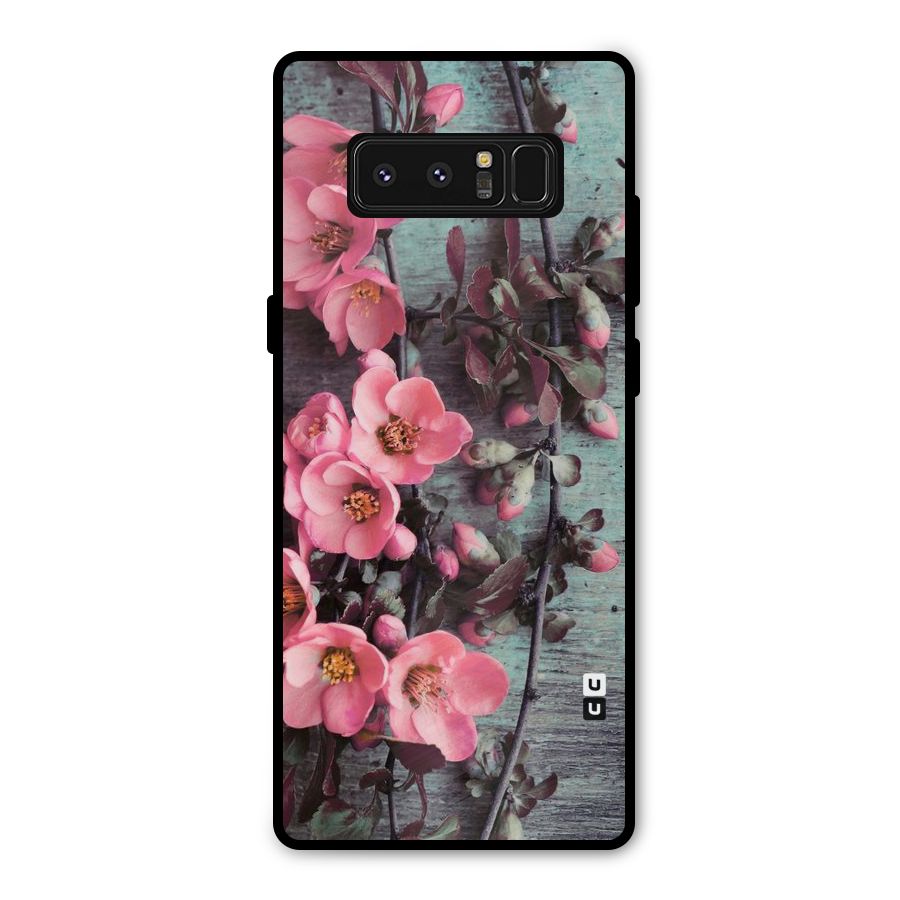 Wooden Floral Pink Metal Back Case for Galaxy Note 8