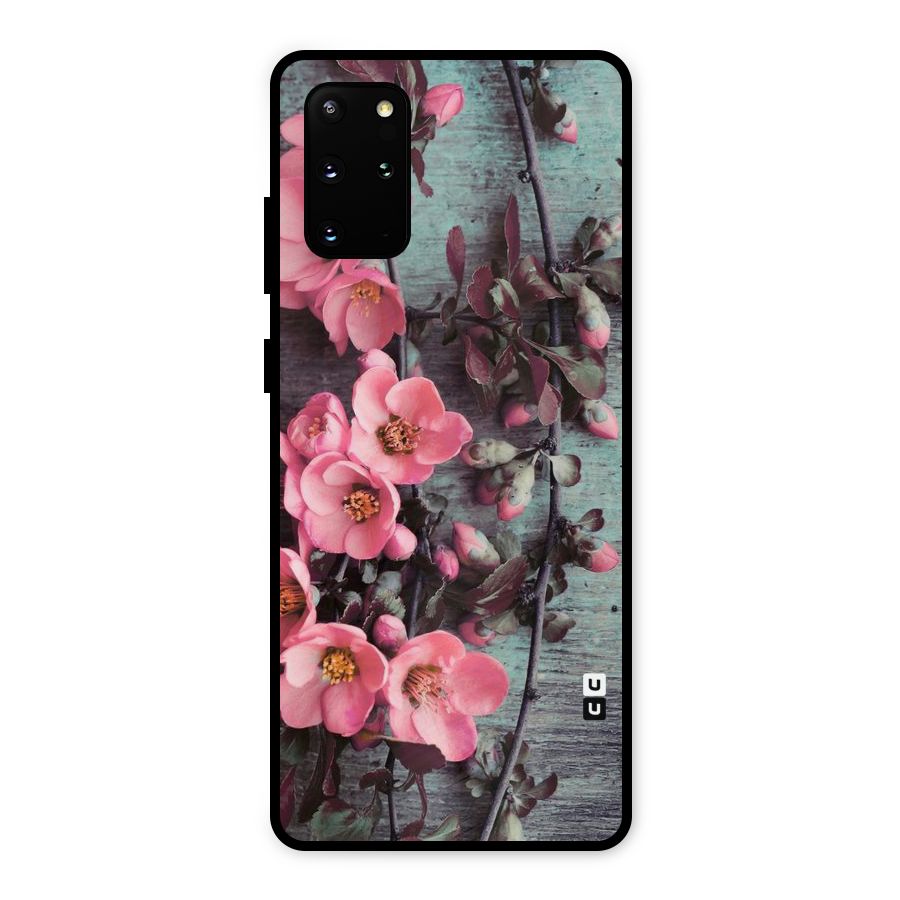 Wooden Floral Pink Metal Back Case for Galaxy S20 Plus