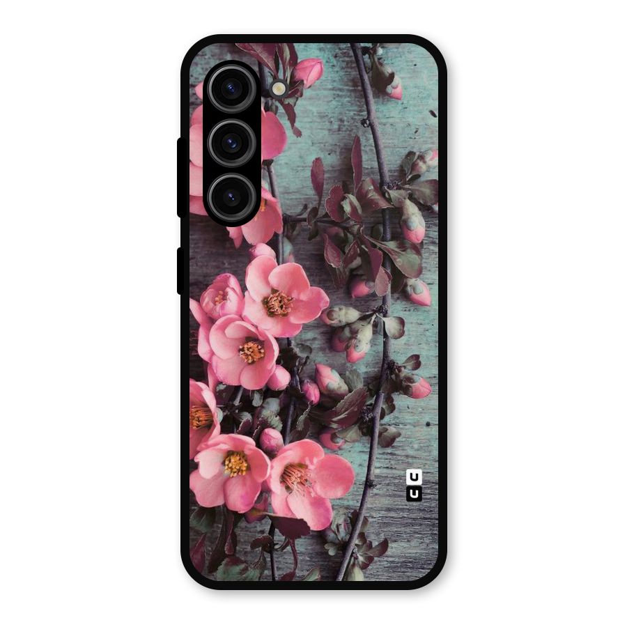 Wooden Floral Pink Metal Back Case for Galaxy S23