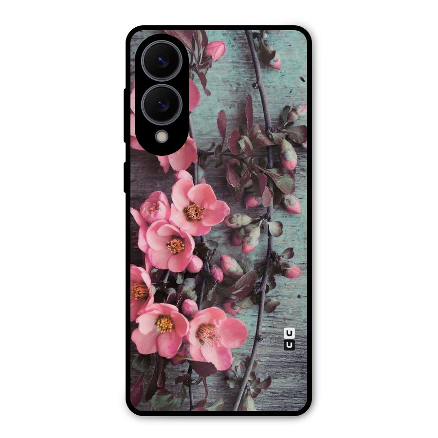 Wooden Floral Pink Metal Back Case for Galaxy S25 Edge
