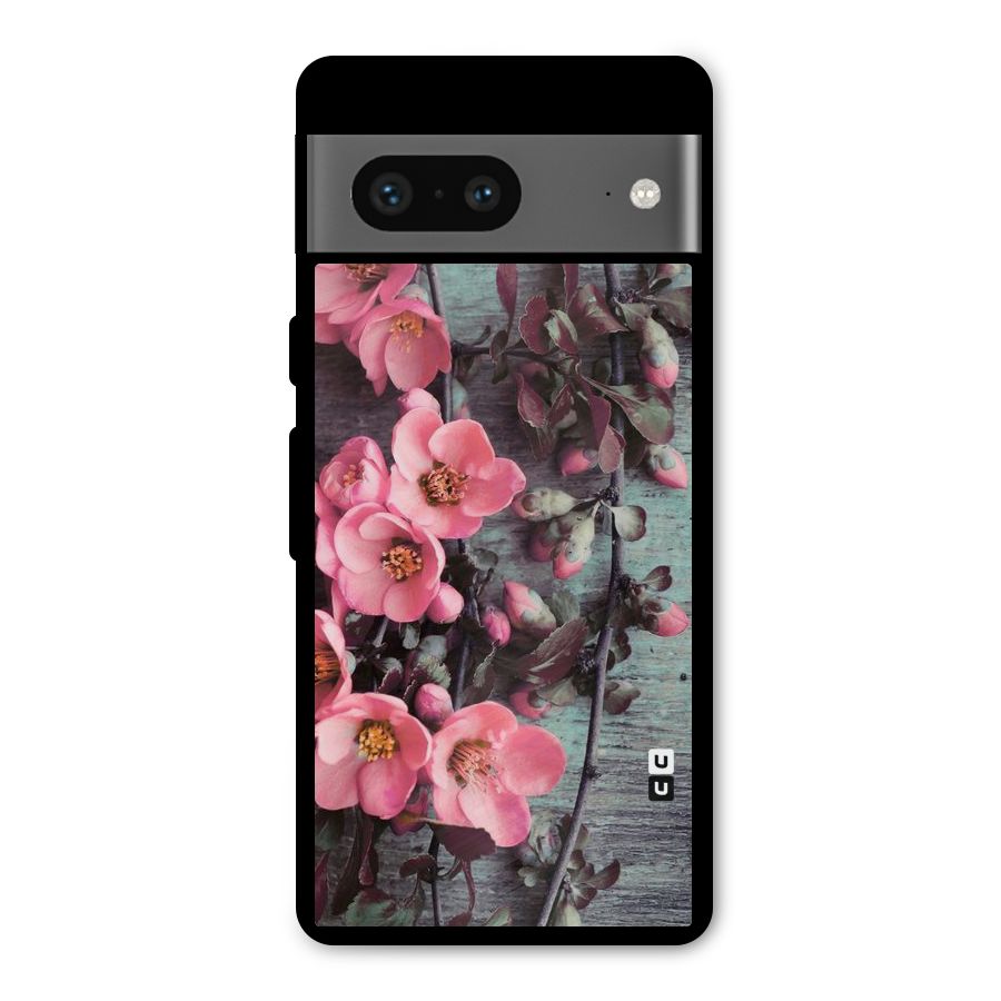Wooden Floral Pink Metal Back Case for Google Pixel 7