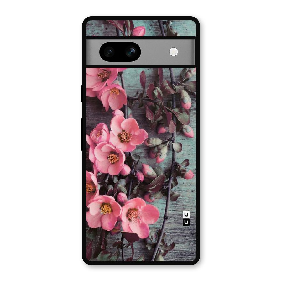 Wooden Floral Pink Metal Back Case for Google Pixel 7a