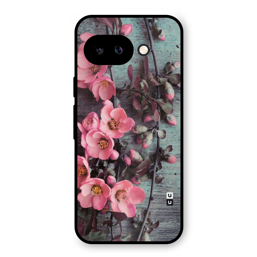Wooden Floral Pink Metal Back Case for Google Pixel 9a