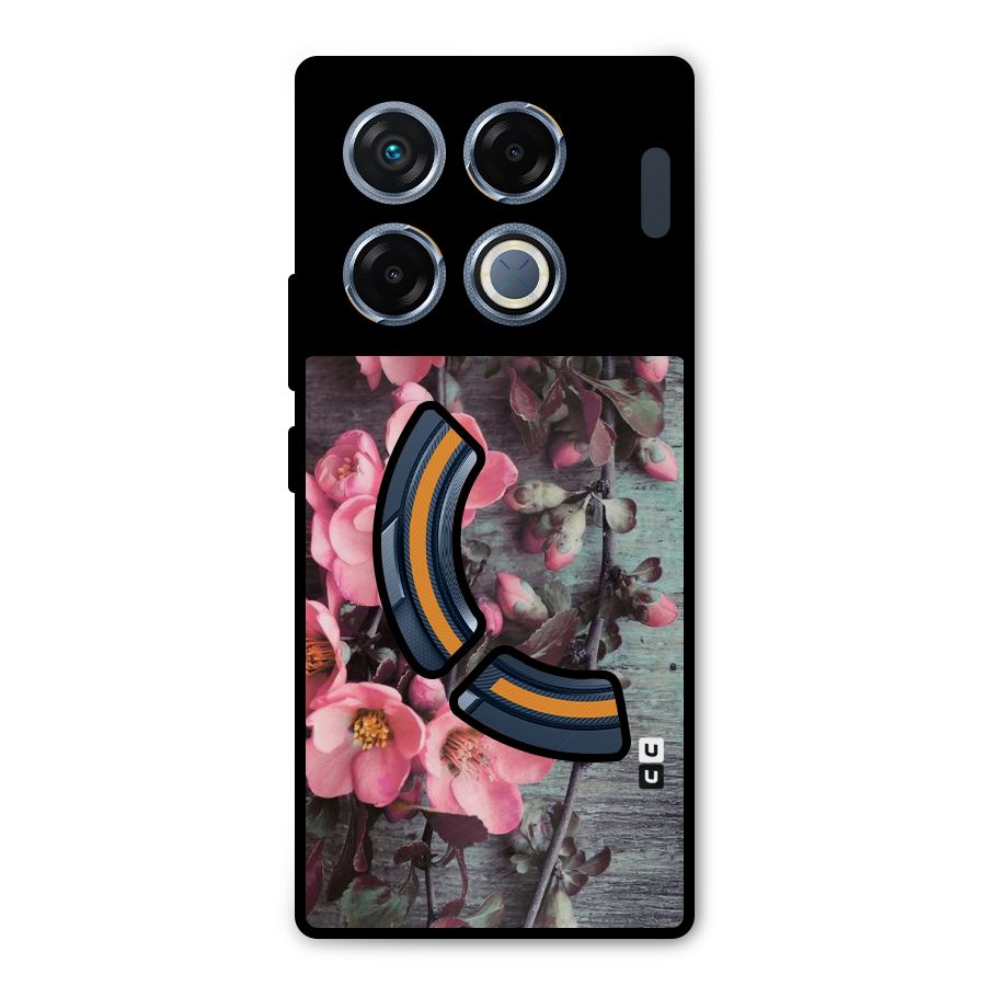 Wooden Floral Pink Metal Back Case for Infinix GT 20 Pro