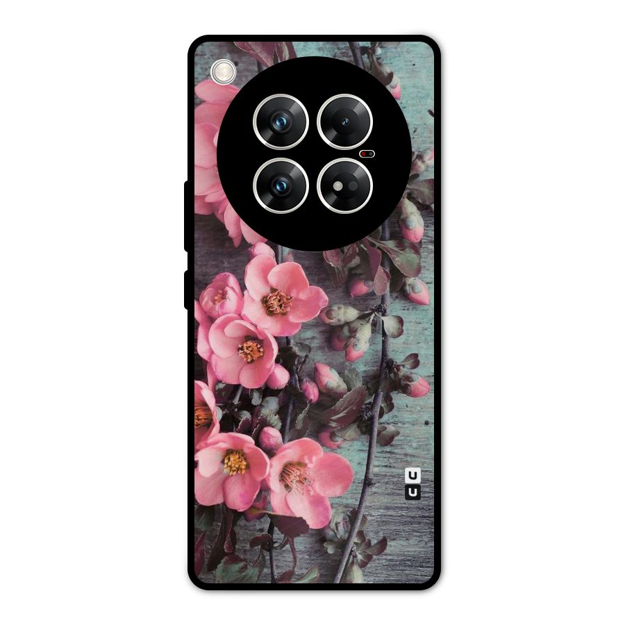 Wooden Floral Pink Metal Back Case for Infinix Zero 40 5G