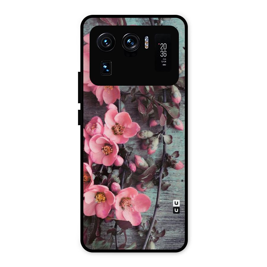 Wooden Floral Pink Metal Back Case for Mi 11 Ultra