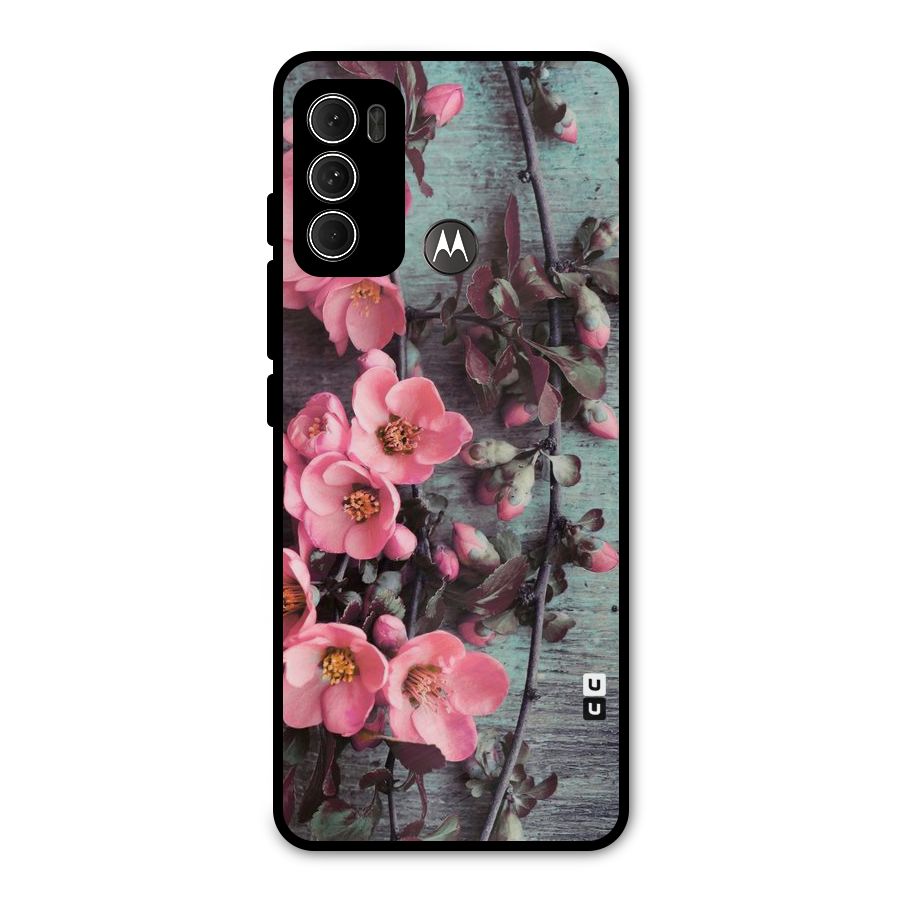 Wooden Floral Pink Metal Back Case for Moto G60
