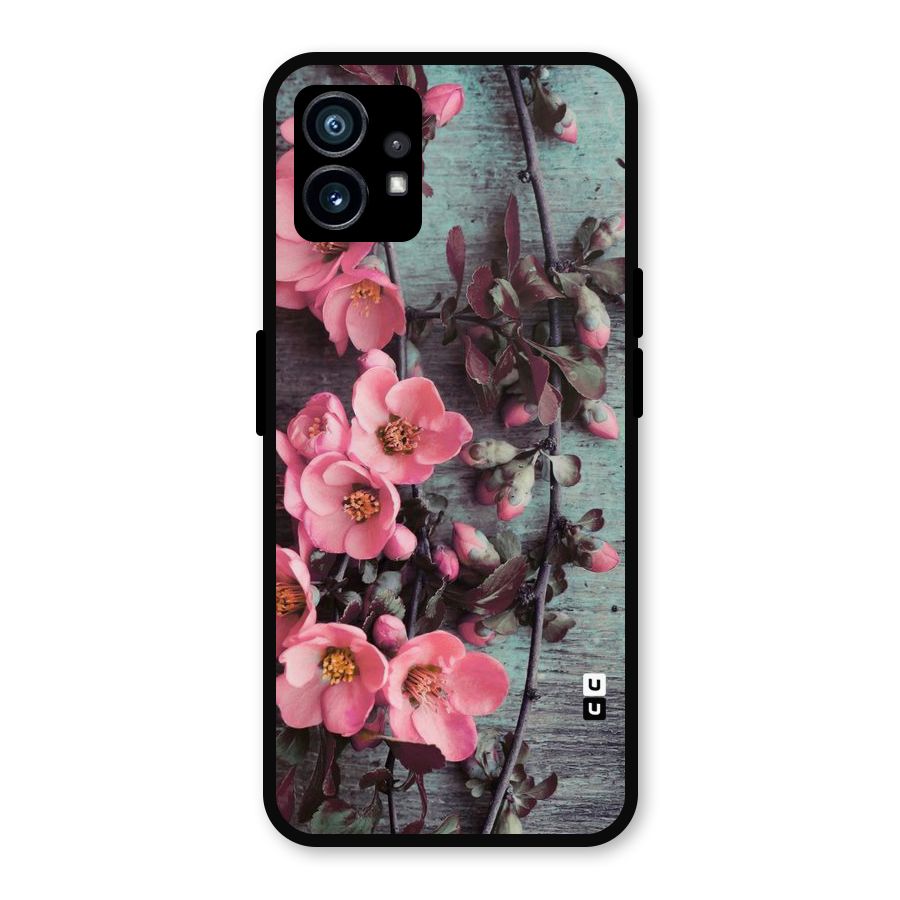 Wooden Floral Pink Metal Back Case for Nothing Phone 1