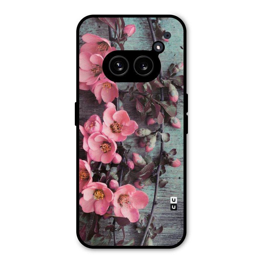 Wooden Floral Pink Metal Back Case for Nothing Phone 2a Plus