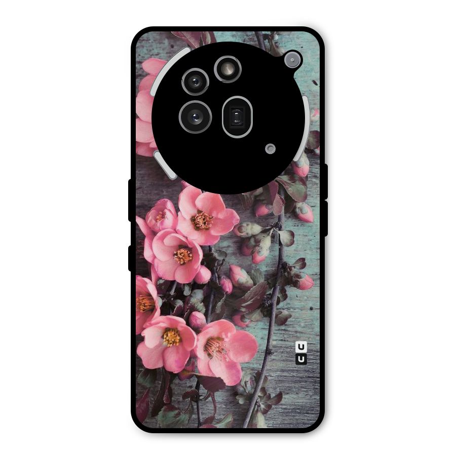 Wooden Floral Pink Metal Back Case for Nothing Phone 3a Pro