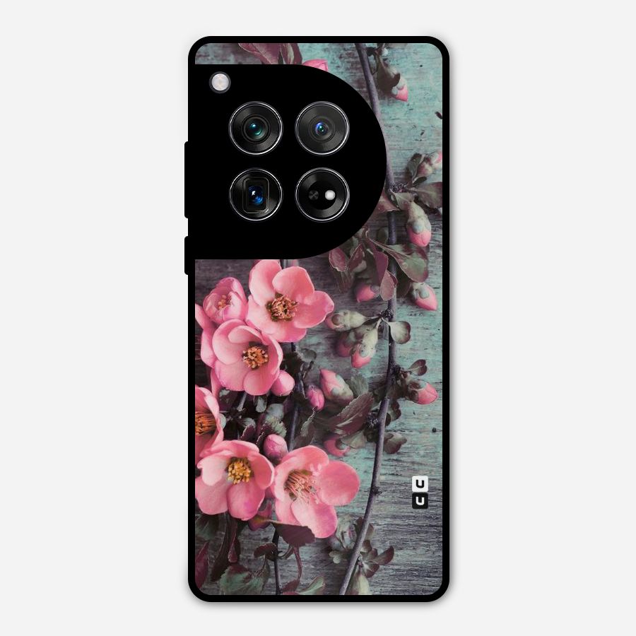 Wooden Floral Pink Metal Back Case for OnePlus 12