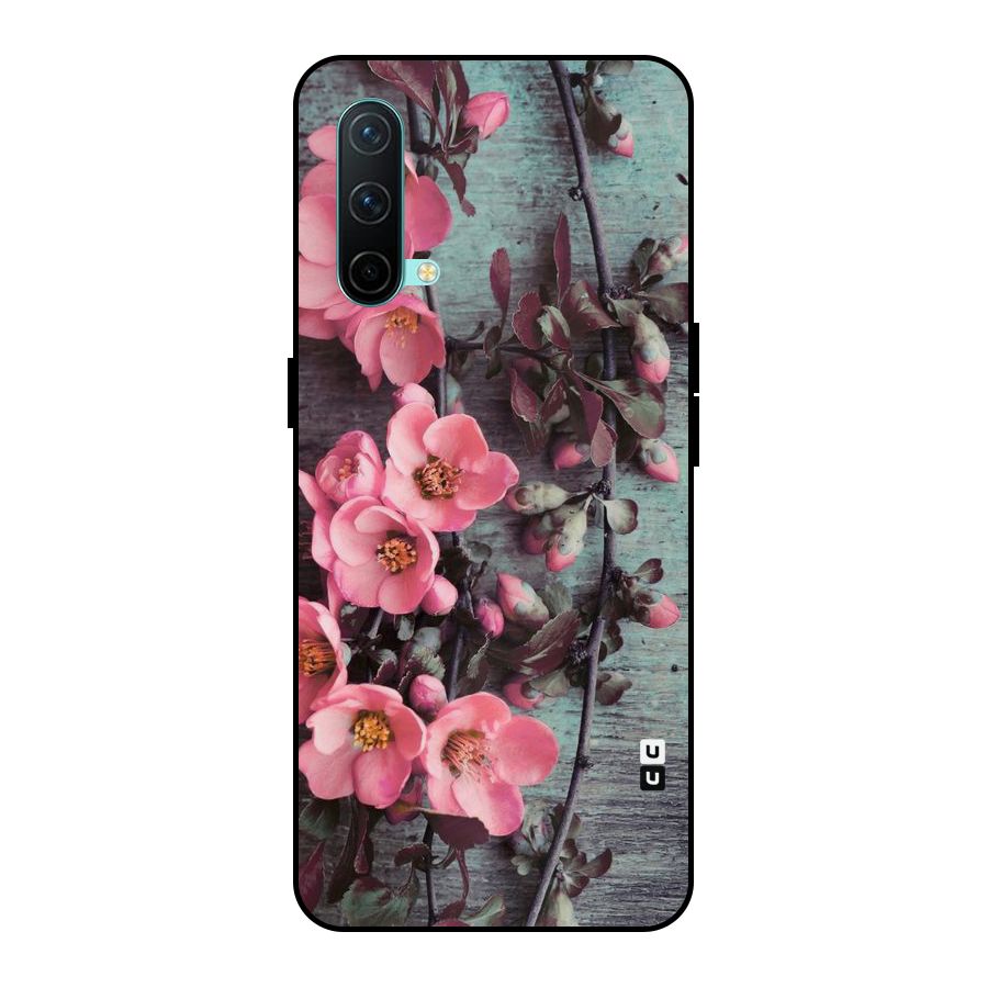 Wooden Floral Pink Metal Back Case for OnePlus Nord CE 5G