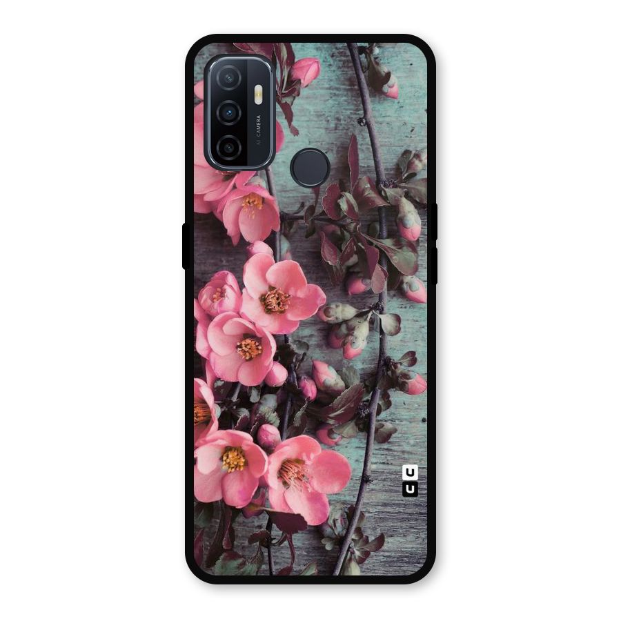 Wooden Floral Pink Metal Back Case for Oppo A53