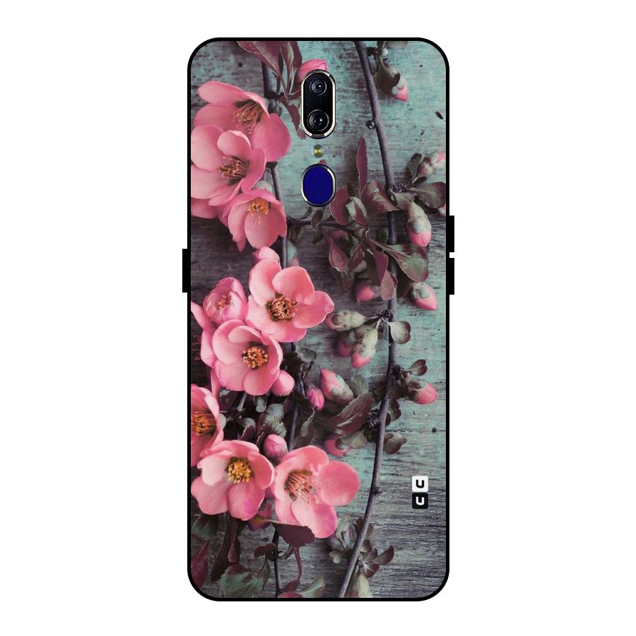 Wooden Floral Pink Metal Back Case for Oppo F11