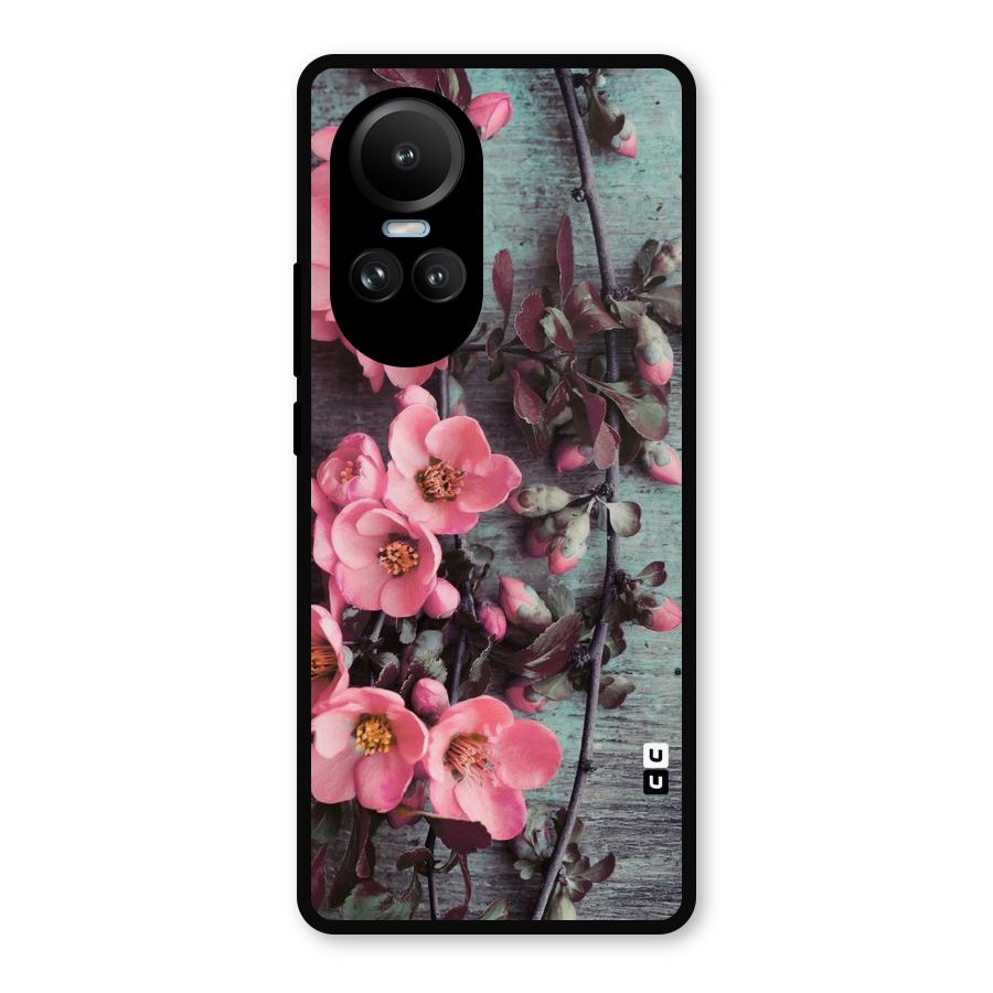 Wooden Floral Pink Metal Back Case for Oppo Reno10